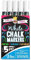 Chalky Crown Flüssige Kreidemarker - Flüssigkreide - Kreidestifte für Tafelschilder, Fenster, Wandtafeln, Glas - 6 mm Umkehrbare Spitze (5er-Pack) - Inklusive 24 Tafeletiketten