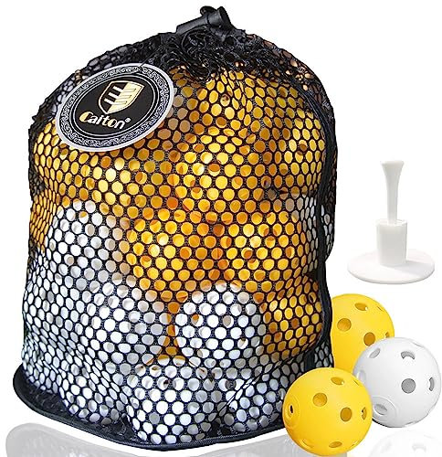 CAITON Golf Übungsbälle, Indoor Practice Golf Ball, Luftstrom-Löcher Golfbälle , Dauerhaft Golfschwung Trainingsball, Für Wohnzimmer, Golfplatz, Hof, Plastic Golfspiel ball(Gelb und Weiß)