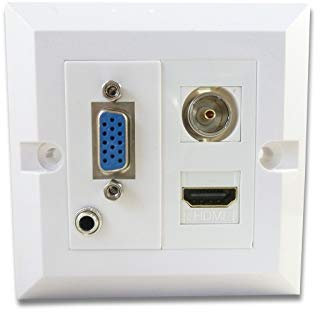 C4A Single HDMI TV Aerial VGA 3.5mm Jack Wall Plate/Easy Connect Faceplate/White