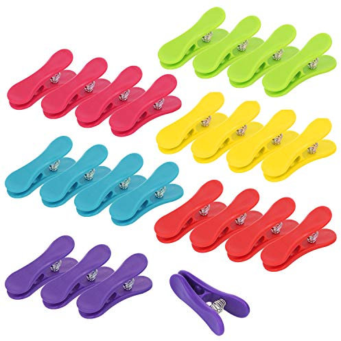 COM-FOUR® 24x Clips de Scellage pour Sacs - en Plastique pour Sceller et Garder au Frais (24 Pièces - 6 Couleurs)