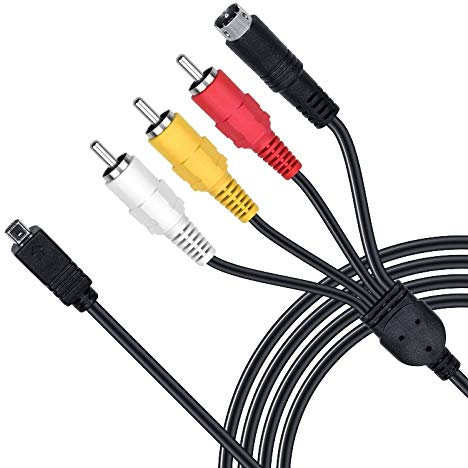 5 Feet AV A/V Audio Video TV-Out Cable Cord for Sony Camcorder Handycam DCR-HC28/e DCR-SX85/v/e/l SX85/b/r and More Models