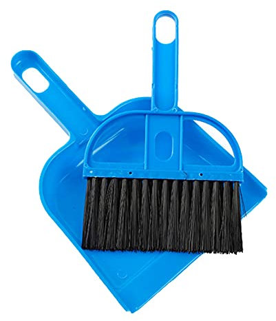 Mini Dustpan Brush Set Portable Plastic Brush Set (blue) used for Cage Cleaning of any Small Animals, Guinea pigs, Rabbits, Hamsters, Reptiles & Hedgehogs