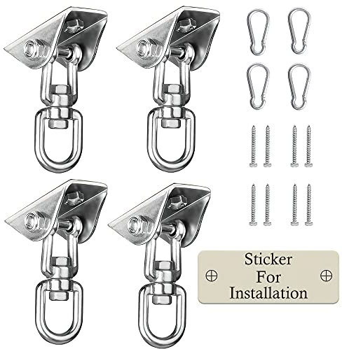 Aisto Heavy Duty Swing Hangers for Wooden Sets 2000 LB Capacity Hammock Hanger 360 Swivel Stainless Steel Swing Hardware Accessories 2 Packs for Porch Playground Yoga Heavy Bag