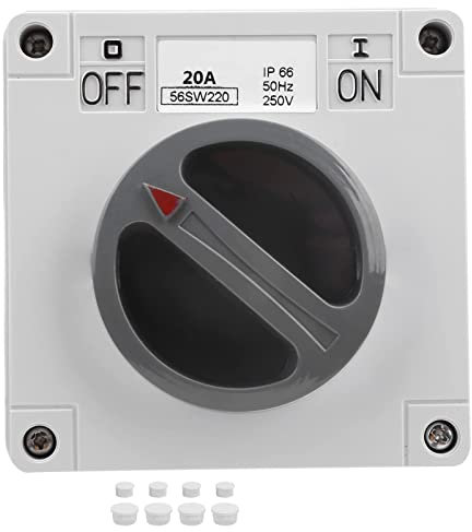 Interruptor a Prueba de Agua IP66 250V 2 Posiciones Interruptor Selector Giratorio Enchufe de Interruptor de Encendido y Apagado a Prueba de Polvo para Uso en Exteriores(2P20A)
