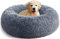 YOJOGEE Calming Donut Dog Bed for Medium Small Dogs Cats, Fluffy Anti AnXiety Dog Beds Washable Puppy Bed Non-Slip Plush Cuddler Warming Round FauX Fur Pet Bed,Dark Grey,60*60cm