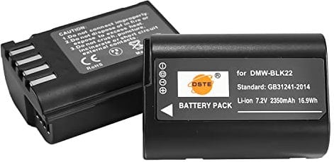 DSTE 2PCS DMW-BLK22 Rechargerable Li-ion Battery Compatible with Panasonic Lumix S5 DC-S5K DC-S5GK Camera