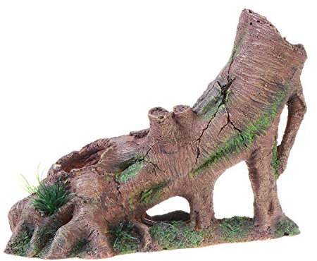Uotyle Tree Trunk Cave, Aquarium Decoration Tree Trunk,Resin Cave Fish Tank Decoration,Hole Log Ornament for Fish Tank Small Fish Hiding