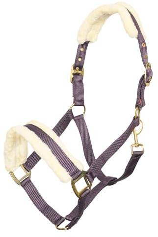 Imperial Riding Halfter Classic Fur aus robustem Nylon, extra weiche Kunstfellpolsterung, verstellbar mit Karabiner, luxuriöse Gold- & Roségold-Details, Komfortables Pferdehalfter, Bordeaux, Cob