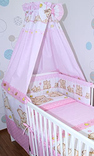 Primawela Babybett Himmel Vollstoff - Bärchen Rosa - für Baby Bett Vollstoffhimmel Baumwolle