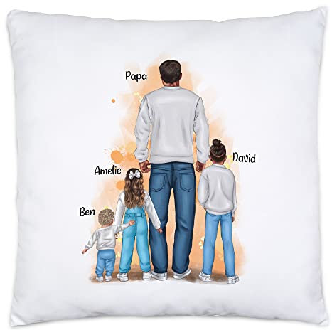 Kiddle-Design Vater Kind Kissen inkl. Füllung Personalisiert Vatertagsgeschenk Name Papa Kinder Tochter Sohn Baby Geschenk Väter Vatertag