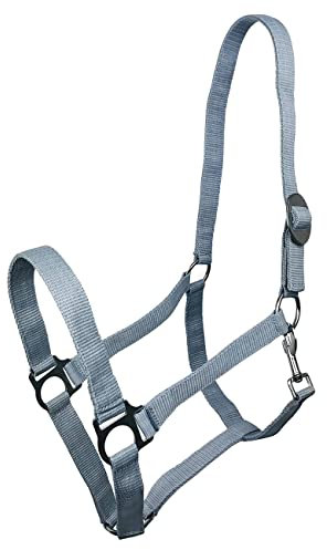 York Nylonhalfter Halfter Genickstück Verstellbar durch Schiebeschnalle Harmony Pferdehalfter (Pony, dunkelgrau)