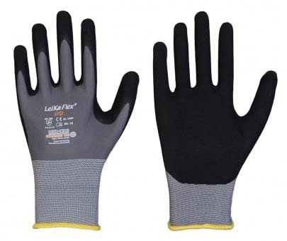 LeiKaFlex Grip 1469 Nylon-Elastan-Feinstrick-Handschuhe mit Nitril - Beschichtung 12 Paar Packung/Gr. 7-12 (10)