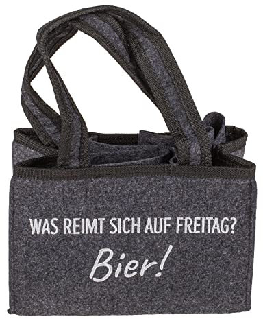 ReWu Flaschentasche Bierträger Filztasche Tragetasche Männerhandtasche Was reimt sich auf Freitag? Bier!, für 6 Flaschen (bis 0,5L) Vatertag