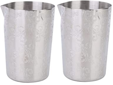 2Pcs Stainless Steel Cocktail Mixing Tin, Double Wall Mixing Tin Cocktail Shaker Cocktail Mixing Glass Pitcher for Craft Bars 500ml