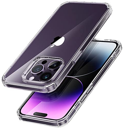 ESR für iPhone 14 Pro Hülle, Krystec Klare Hülle mit HaloLock, sehr vergilbungsbeständig Handyhülle, stoßfester Militärnorm Schutz Case, Polycarbonat-Tasten, Klar