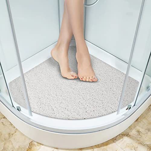 Eck-Duschmatte, rutschfeste Anti-Schimmel-Badematte 60x60 cm, Luffa-Duschmatten für Innendusche, Sektor-Badematten mit Ablauf, schnell trocknende Badematte für Badezimmerboden, ältere Menschen (weiß)