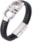 Wycian Armbänder Herren Geflochten, Armband Mädchen Geflochtenes Lederarmband mit Hufeisenschnalle Silber 16.5CM Rostfreier Stahl für Männer Frauen