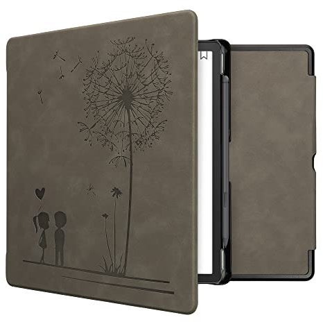 kwmobile Hülle kompatibel mit Amazon Kindle Scribe (2022/2024) Hülle - Kunstleder Cover - Pusteblume Love Grau