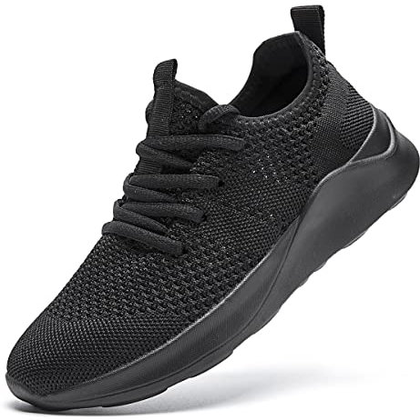 LANGFEUU Damen Turnschuhe Sneaker Schuhe Damen Sportschuhe Laufschuhe Tennisschuhe Outdoor Running Damen Walkingschuhe Straßenlaufschuhe rutschfest Atmungsaktiv Leichtgewichts Schwarz 39