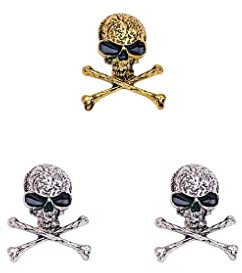 WUUISDNX 3 X (Multi) Totenkopf Brosche Gekreuzte Knochen Bezaubernde Broschen für Damen Anstecknadeln Kostüm Gold