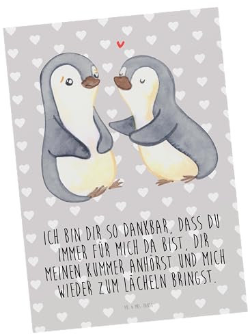 Mr. & Mrs. Panda Postkarte Pinguine trösten - Geschenk, Ehefrau, Ansichtskarte, Liebe, Geschenk für Frauen, Geschenkkarte, Geschenk für Partner,