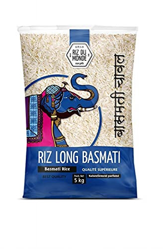 RIZ DU MONDE - Riz Long Basmati Éléphant 5Kg - Le goût authentique de l'Asie chez vous - Lot De 2 - Vendu Par Lot