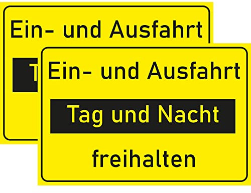 INDIGOS UG - Schilder - 400x300 mm - Schild 2 Stück XL - Einfahrt und Ausfahrt freihalten - Aluverbundplatte - für Garage, Hotel, Parkplatz, Schule, Carport, Firma