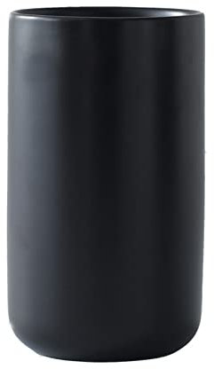 Porte-ustensiles de Cuisine en Céramique pour Comptoir, Pot à Ustensiles Blanc Mat avec Base Antidérapante Non émaillée, Panier à Ustensiles de Ferme pour Ustensiles de Cuisine Décor(G/ Noir)