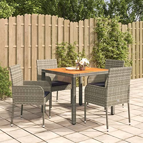 Festnight Gartentisch mit Stühlen Set Rattan Gartenmöbel Set 4 Stühle mit Tisch Polyrattan Sitzgruppe Garten Essgruppe 4 Personen Gartengarnitur Sitzgarnitur Wetterfest Outdoor Esstisch
