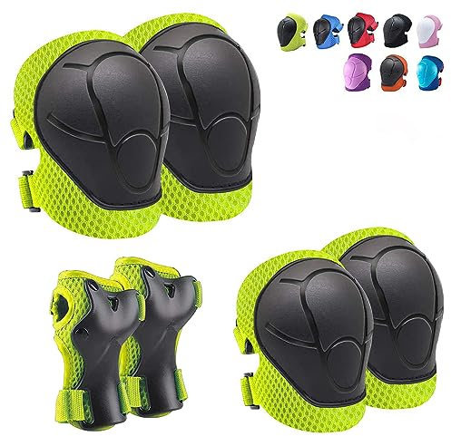 CKE Kinder Knieschützer für Kinder/Jugendliche, Ellbogenschützer Schutzvorrichtungen für Jungen Mädchen 3-8 Jahre alt Kinder Schutzausrüstung Set für Skating Radfahren Fahrrad-Green