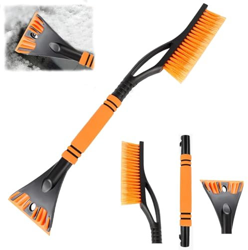 Eiskratzer Auto Scheibenkratzer,2in1 Auto Reinigungsbürste, Eiskratzer Auto mit Besen,Effektiver Auto Eiskratzer, Schneebesen Auto Eiskratzer für PKW, LKW und SUVs(orange)