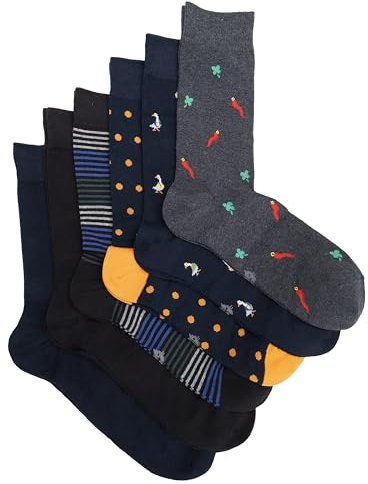 Ciocca Calze Uomo Corte Fantasia Cotone Caldo - Calzini Colorati Morbidi Confortevoli Righe Pois - 3/6 Paia Taglia 40-45 [BXCW6C_VAR_11_1]