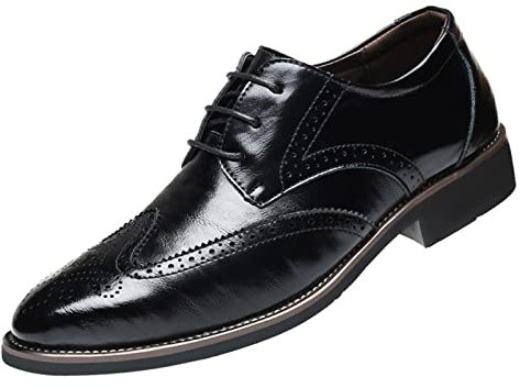 DondPO Schwarze Lederschuhe Herren, Casual Smoking Schwarz Derby Schuhe Oxford Schuhe Breite Leder Hochzeit Schnürschuhe Business Schuhe Lederschuhe Klassischer 49 Elegante Lackschuhe Anzugschuhe #