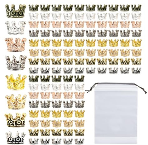 120 Stück Kronen-Schmuckzubehör Mit 1 Stück Aufbewahrungstasche, Mini-Kronendekoration, Kunsthandwerk, Kleiner Kronenanhänger Aus Legierung, Kronenschmuck Für DIY-Armband-Halskette (Mehrfarbig)
