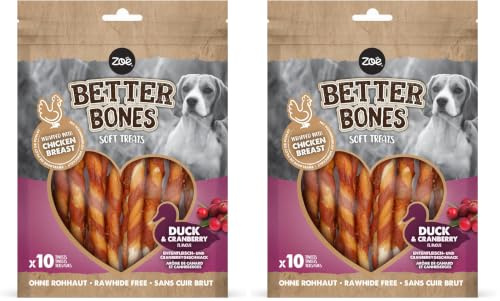 Zeus BetterBones, gedrehte Kaustangen für Hunde, mit Entenfleisch- und Cranberrygeschmack, 10cm, 114 g (2er Pack)