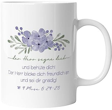 Christliche Tasse Geschenk für Christen mit Bibelvers Kaffeetasse Geschenkidee | Der Herr segne dich mug-christB-12