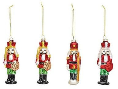 Glaskugel Set Nussknacker Christbaumschmuck Kugeln Anhänger Glas Figuren 4 Stück 12 cm