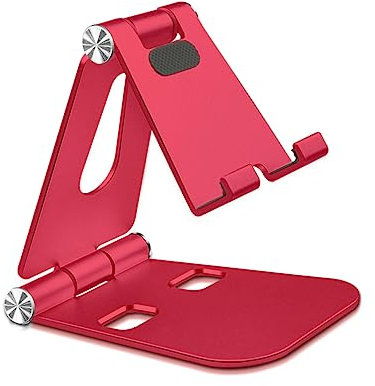 FONDOTIN Metall-telefonhalterung Tischhalterung Aus Aluminiumlegierung Kompakte Und Tragbare Dreieckige Stabilität Telefonständerhalterung Mit Mehrfachwinkeleinstellung Und Ladeöffnung