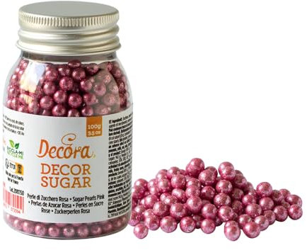 Decora 2081159 Confezione Da 100 G Perle Di Zucchero Rosa Met 5 Mm