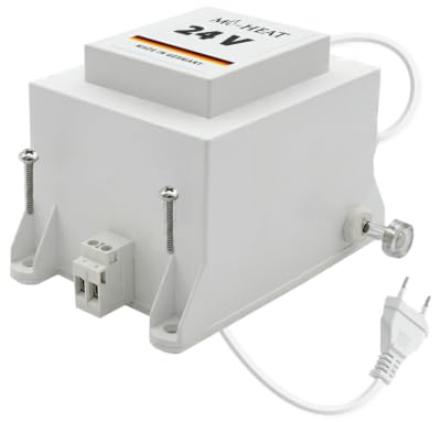 Mi-Heat 24V AC 400VA/400W Sicherheitstransformator, Trafo Spannungswandler | Vergossener Niedervolt-Netztrafo mit Überhitzungs- und Kurzschlussschutz, Ausgangssicherung, IP20; für Heizfolie/Frostschutz