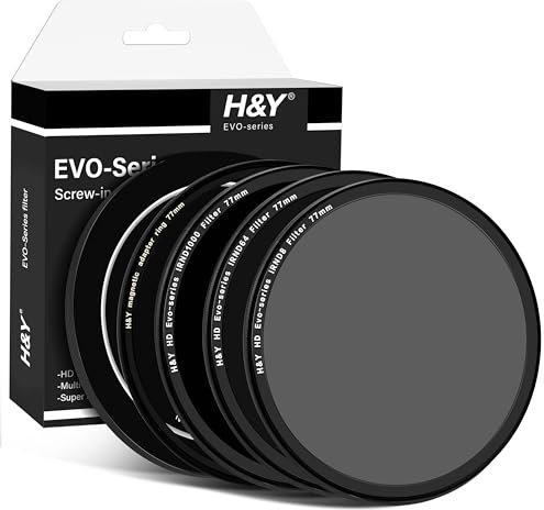 H&Y EVO Series Landscape ND Kit – Filtro a densità neutra IRND8, IRND64, IRND1000 da 77 mm, vite in e filtro magnetico per lenti 2 in 1 con anello adattatore magnetico