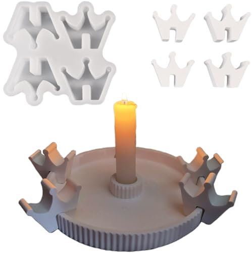 Silikonformen Gießformen, Silikonform Kerzenhalter Tablett, Kreative Kombinationen Silikon Gießform Kerzenhalter, Gipsformen zum Gießen(Krone)