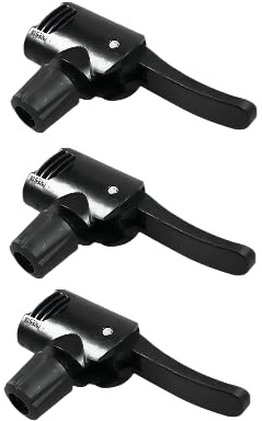 Xinjincang 3Pcs Black Pump Adapter Valve, 3 in 1 Replacement Dual Head Air Pump Adapter Valve Bicycle Bike Cycle Tyre Tube Pump Adapter, Bike Floor Pumps, Accessories