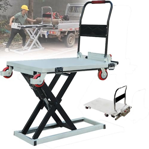 Carrello Elevatore Idraulico,capacità 300 kg,Piattaforma Elevatrice Mobile A Forbice,Altezza di Sollevamento 38,6,per La Movimentazione di Materiali,Carrello Piatto Piccolo per Un Facile Trasporto