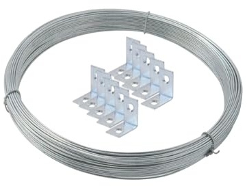 Suspended Ceiling Grid GALVANISED Coil Wire 10 Meter Hanging Fencing Tension 2MM Metal Wire with 10 Hanging Brackets Clips for Frame