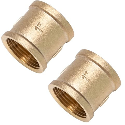 Sxutop 2 Stück Messing Muffe 1 Zoll Innengewinde Verbindungsstück Ig/Ig Doppelmuffe Messing Muffe Gewindefitting Verbinder Muffe Ig Messing Fitting Adapter für Rohranschluss,Heizung Trinkwassersystem
