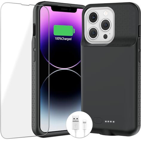 Battery Case for iPhone 13 Pro Max/14 Pro Max,[NEW UPGRADE]]Ultra Slim 8000mAh iPhone Charging Case Rechargeable Extended Battery Charger Case for 13 Pro Max,14 Pro Max Charging Case 6.7inch-Black