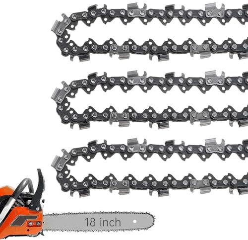 Windance Paquete de 3 cadenas de motosierra de 18 pulgadas de paso de 0.3 pulgadas, calibre de 0.04 pulgadas, 72 eslabones de transmisión para Husqvarna/Dolmar/Jonsered, cadena de sierra de acero al