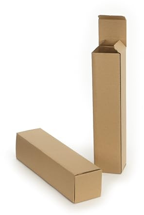 WePack 50 Stück Versandhülsen 460x60x60 mm Versandkarton lang und eckig 1-teilige Design Braun Versandrohr Versandrolle Faltkarton ohne Sperrgutzuschlag