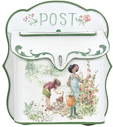 Z² BellaDecor Briefkasten Vintage Shabby Briefkasten Anthrazit Retro Postkasten Landhausstil Metall Wandbriefkasten Antik Stil Nostalgischer Garten Outdoor Deko